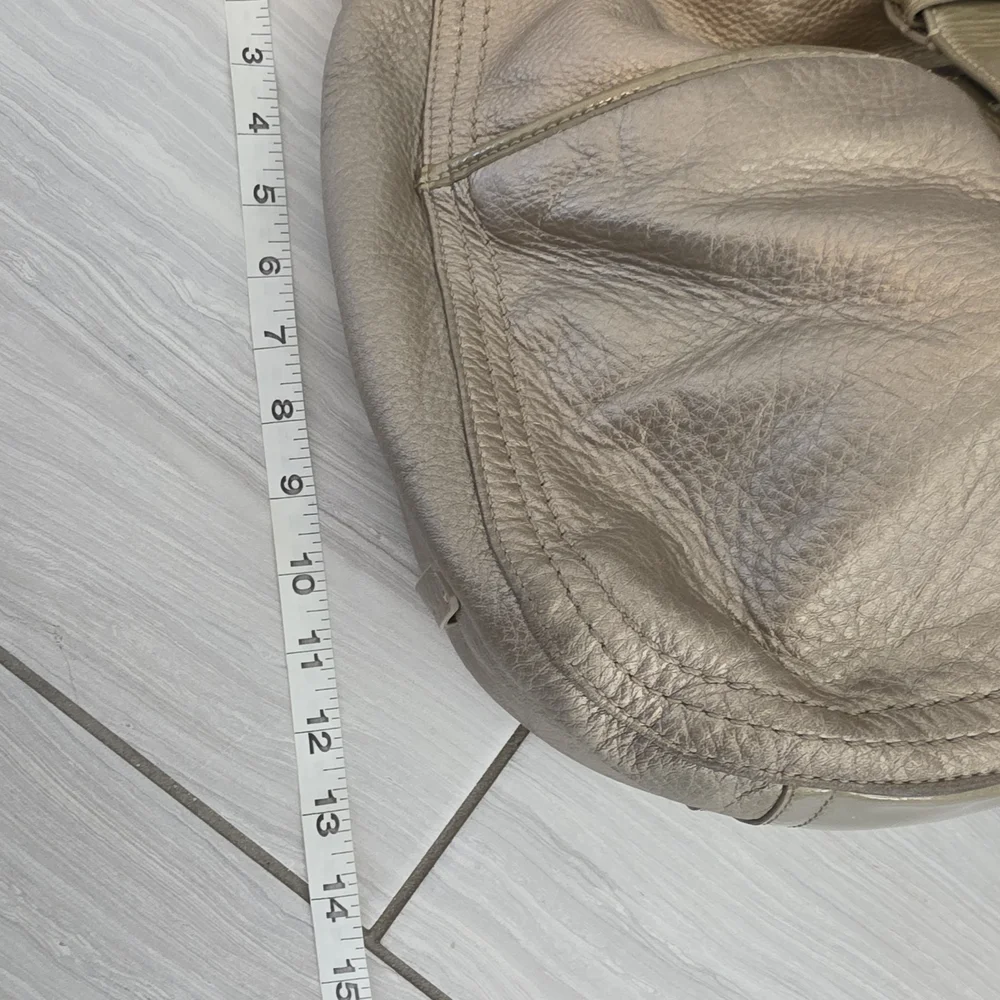 Cole Haan Metallic Taupe Leather Hobo Shoulder Bag